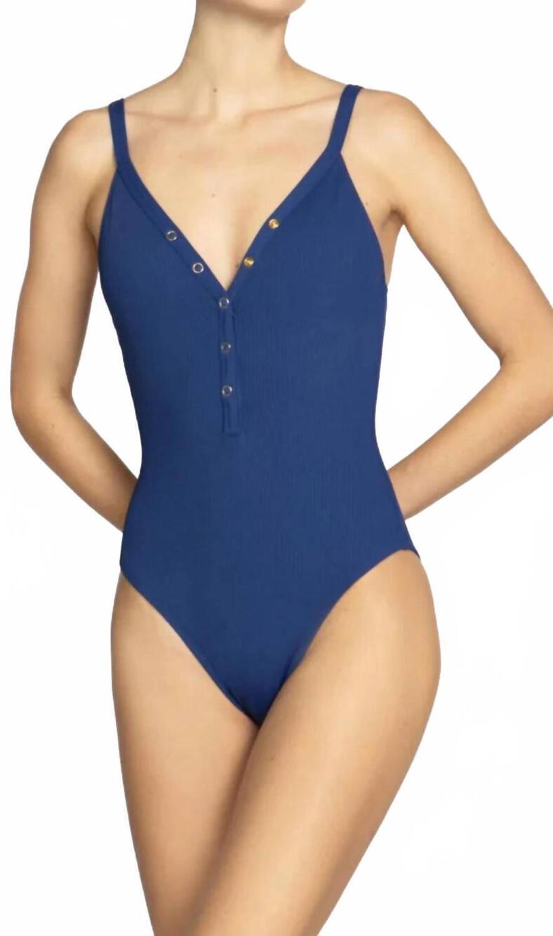 NEW ROBIN PICCONE amy v-neck one piece in navy